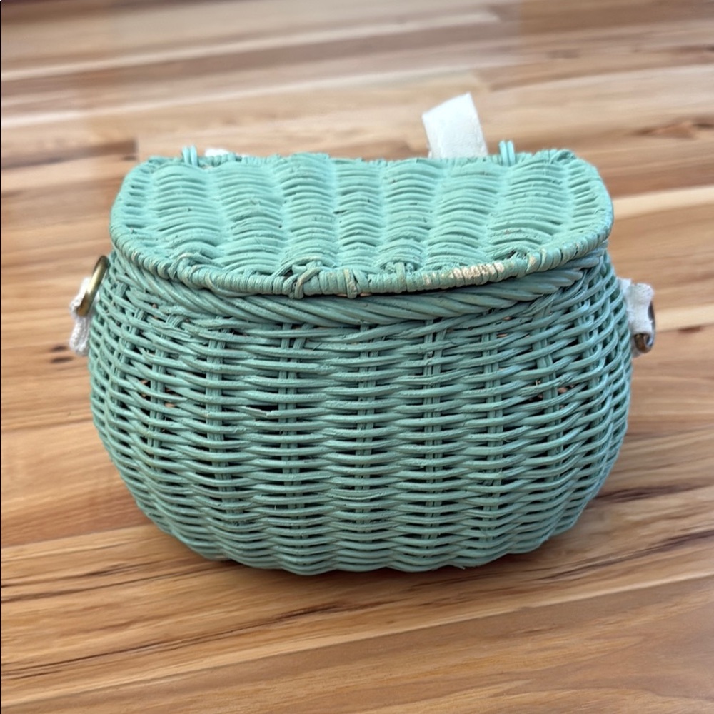 Olliella Mint Green Woven Kid’s bike basket/purse